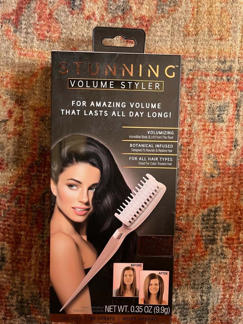 Ontel Stunning Volume Styler - Heat-Free Volumizing Hair Brush with Botanical In